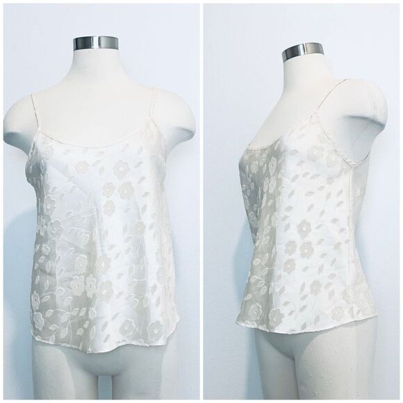 Vintage Cinjour Sheer Floral Camisole Cami Slip Top Lace S-M Burnout - Picture 1 of 8